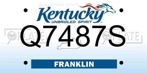 Q7487S Kentucky License Plate