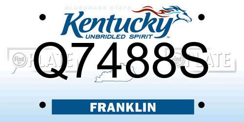 Q7488S Kentucky License Plate