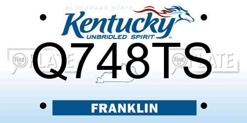 Q748TS Kentucky License Plate