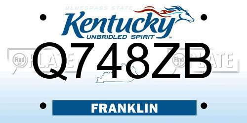 Q748ZB Kentucky License Plate