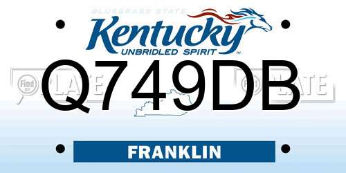 Q749DB Kentucky License Plate