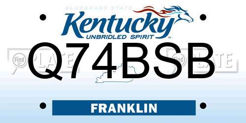 Q74BSB Kentucky License Plate