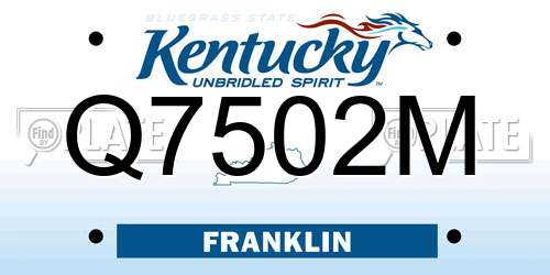 Q7502M Kentucky License Plate