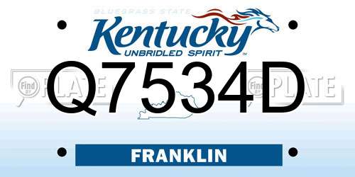 Q7534D Kentucky License Plate