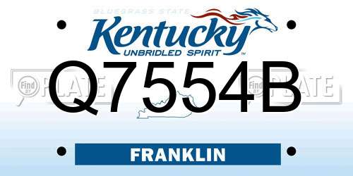 Q7554B Kentucky License Plate