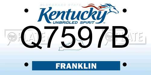 Q7597B Kentucky License Plate