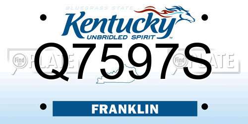 Q7597S Kentucky License Plate