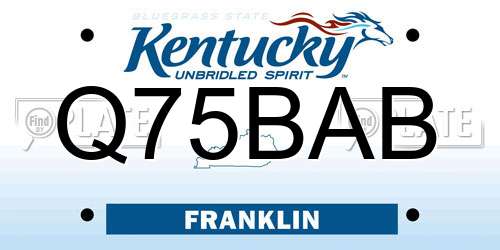 Q75BAB Kentucky License Plate