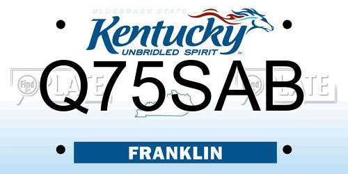 Q75SAB Kentucky License Plate