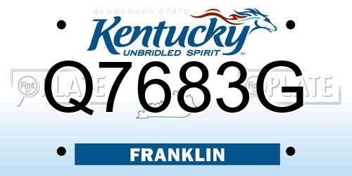 Q7683G Kentucky License Plate