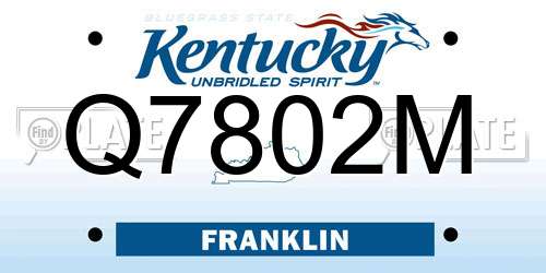 Q7802M Kentucky License Plate