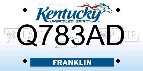 Q783AD Kentucky License Plate