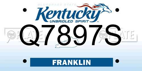 Q7897S Kentucky License Plate