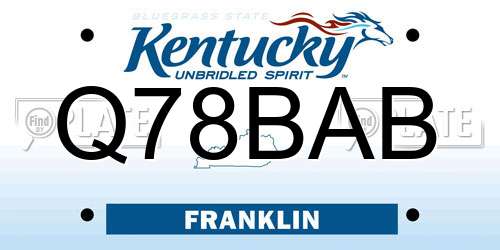 Q78BAB Kentucky License Plate