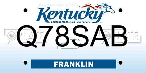 Q78SAB Kentucky License Plate