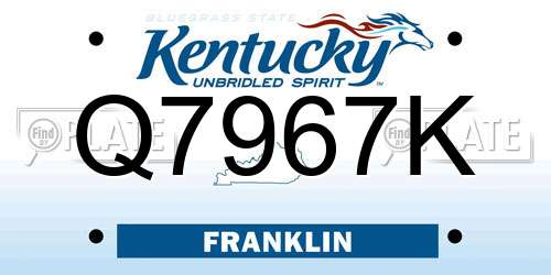 Q7967K Kentucky License Plate