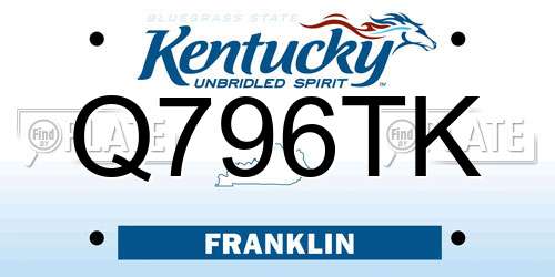 Q796TK Kentucky License Plate