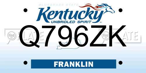 Q796ZK Kentucky License Plate