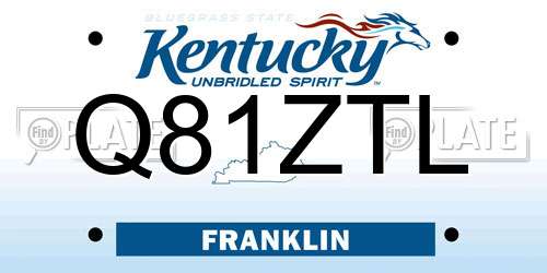 Q81ZTL Kentucky License Plate