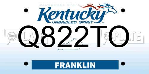 Q822TO Kentucky License Plate