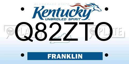 Q82ZTO Kentucky License Plate