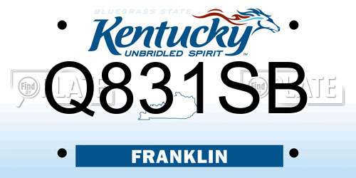 Q831SB Kentucky License Plate