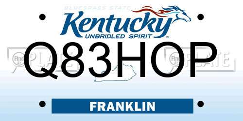 Q83HOP Kentucky License Plate