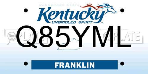 Q85YML Kentucky License Plate