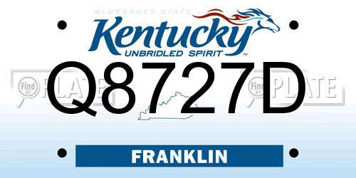 Q8727D Kentucky License Plate