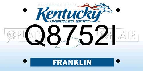 Q8752I Kentucky License Plate