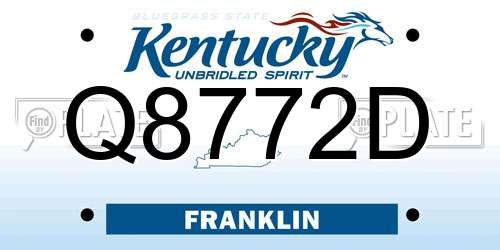 Q8772D Kentucky License Plate