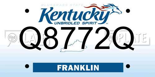 Q8772Q Kentucky License Plate