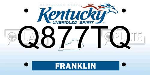 Q877TQ Kentucky License Plate