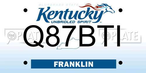 Q87BTI Kentucky License Plate