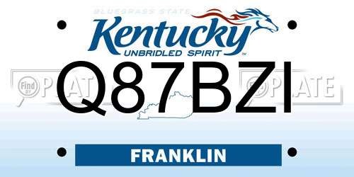 Q87BZI Kentucky License Plate