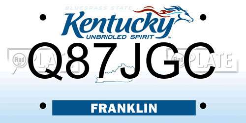 Q87JGC Kentucky License Plate