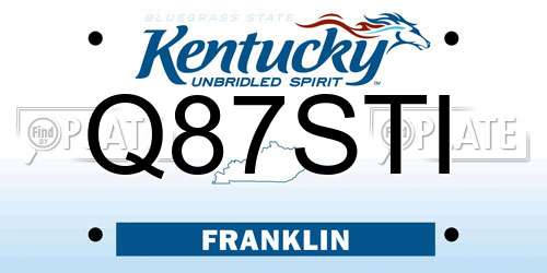 Q87STI Kentucky License Plate