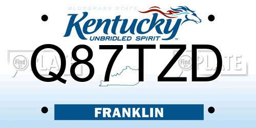 Q87TZD Kentucky License Plate