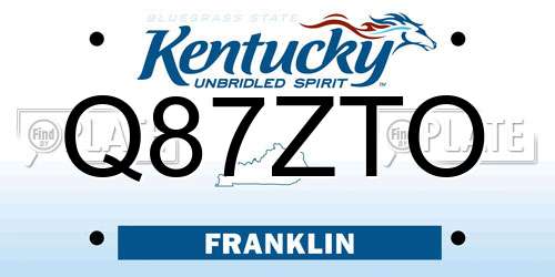 Q87ZTO Kentucky License Plate