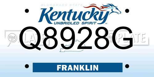 Q8928G Kentucky License Plate
