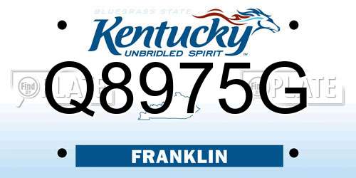 Q8975G Kentucky License Plate