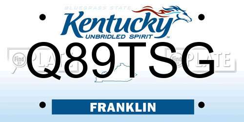 Q89TSG Kentucky License Plate