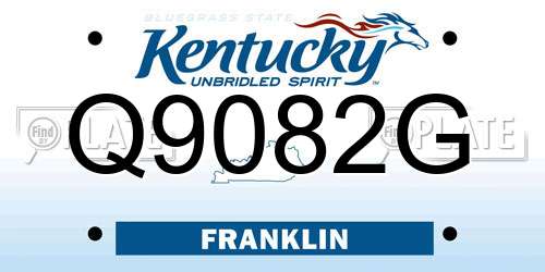 Q9082G Kentucky License Plate