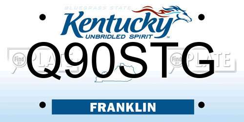 Q90STG Kentucky License Plate