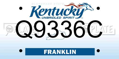 Q9336C Kentucky License Plate