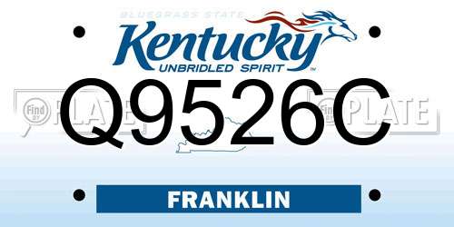 Q9526C Kentucky License Plate