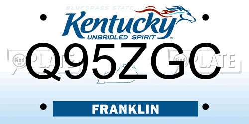 Q95ZGC Kentucky License Plate