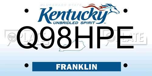 Q98HPE Kentucky License Plate