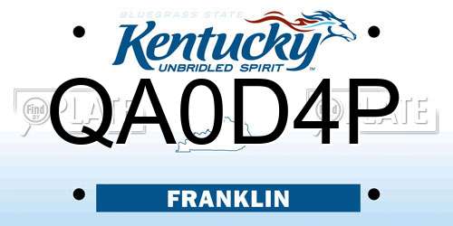 QA0D4P Kentucky License Plate