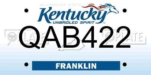 QAB422 Kentucky License Plate